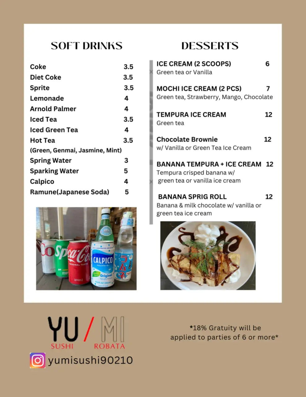 Soft Drinks,Desserts